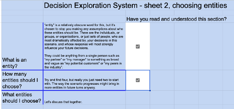 choosing entities